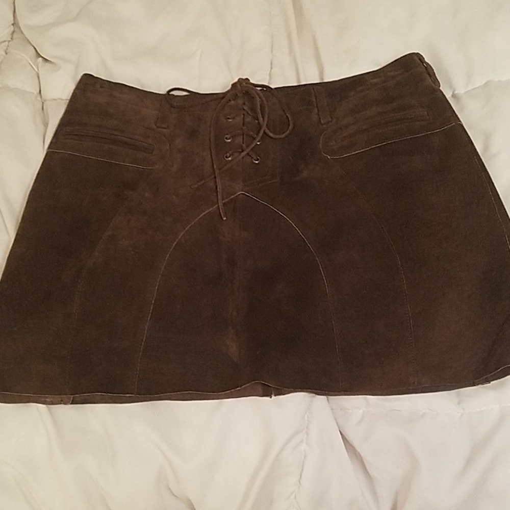 Brown leather skirt
